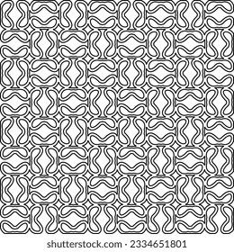 Abstract background with figures from lines. black and white pattern for web page, textures, card, poster, fabric, textile. Monochrome graphic repeating design.