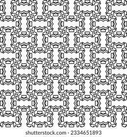 Abstract background with figures from lines. black and white pattern for web page, textures, card, poster, fabric, textile. Monochrome graphic repeating design.