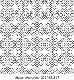 Abstract background with figures from lines. black and white pattern for web page, textures, card, poster, fabric, textile. Monochrome graphic repeating design.