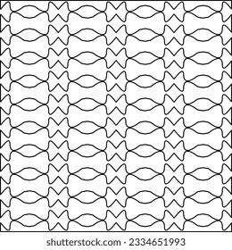 Abstract background with figures from lines. black and white pattern for web page, textures, card, poster, fabric, textile. Monochrome graphic repeating design.
