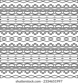 Abstract background with figures from lines. black and white pattern for web page, textures, card, poster, fabric, textile. Monochrome graphic repeating design.