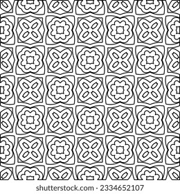 Abstract background with figures from lines. black and white pattern for web page, textures, card, poster, fabric, textile. Monochrome graphic repeating design.