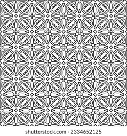 Abstract background with figures from lines. black and white pattern for web page, textures, card, poster, fabric, textile. Monochrome graphic repeating design.