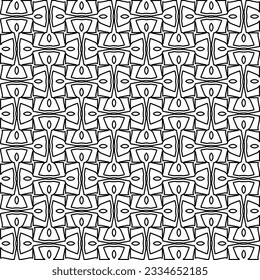 Abstract background with figures from lines. black and white pattern for web page, textures, card, poster, fabric, textile. Monochrome graphic repeating design.