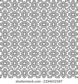 Abstract background with figures from lines. black and white pattern for web page, textures, card, poster, fabric, textile. Monochrome graphic repeating design.