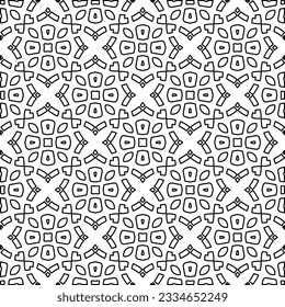 Abstract background with figures from lines. black and white pattern for web page, textures, card, poster, fabric, textile. Monochrome graphic repeating design.