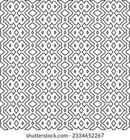 Abstract background with figures from lines. black and white pattern for web page, textures, card, poster, fabric, textile. Monochrome graphic repeating design.