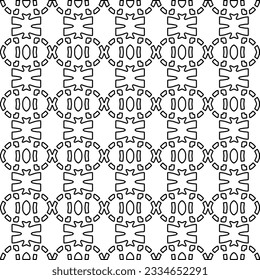 Abstract background with figures from lines. black and white pattern for web page, textures, card, poster, fabric, textile. Monochrome graphic repeating design.