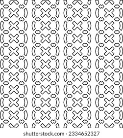 Abstract background with figures from lines. black and white pattern for web page, textures, card, poster, fabric, textile. Monochrome graphic repeating design.