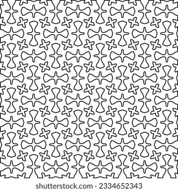 Abstract background with figures from lines. black and white pattern for web page, textures, card, poster, fabric, textile. Monochrome graphic repeating design.
