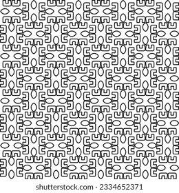 Abstract background with figures from lines. black and white pattern for web page, textures, card, poster, fabric, textile. Monochrome graphic repeating design.
