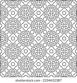 Abstract background with figures from lines. black and white pattern for web page, textures, card, poster, fabric, textile. Monochrome graphic repeating design.