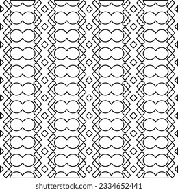 Abstract background with figures from lines. black and white pattern for web page, textures, card, poster, fabric, textile. Monochrome graphic repeating design.