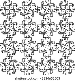 Abstract background with figures from lines. black and white pattern for web page, textures, card, poster, fabric, textile. Monochrome graphic repeating design.