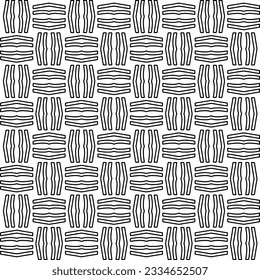 Abstract background with figures from lines. black and white pattern for web page, textures, card, poster, fabric, textile. Monochrome graphic repeating design.