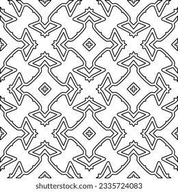 Abstract background with figures from lines. black and white pattern for web page, textures, card, poster, fabric, textile. Monochrome graphic repeating design.