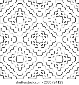 Abstract background with figures from lines. black and white pattern for web page, textures, card, poster, fabric, textile. Monochrome graphic repeating design.