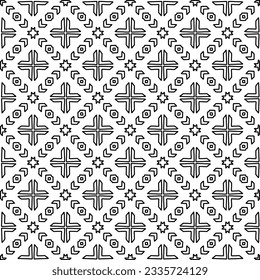 Abstract background with figures from lines. black and white pattern for web page, textures, card, poster, fabric, textile. Monochrome graphic repeating design.