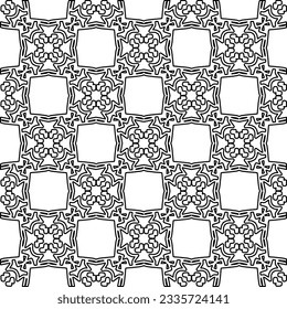 Abstract background with figures from lines. black and white pattern for web page, textures, card, poster, fabric, textile. Monochrome graphic repeating design.