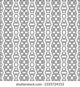 Abstract background with figures from lines. black and white pattern for web page, textures, card, poster, fabric, textile. Monochrome graphic repeating design.