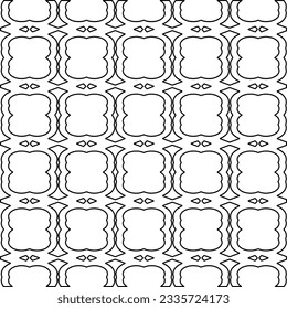 Abstract background with figures from lines. black and white pattern for web page, textures, card, poster, fabric, textile. Monochrome graphic repeating design.