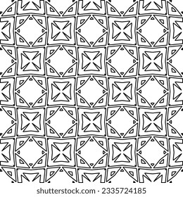 Abstract background with figures from lines. black and white pattern for web page, textures, card, poster, fabric, textile. Monochrome graphic repeating design.