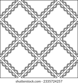 Abstract background with figures from lines. black and white pattern for web page, textures, card, poster, fabric, textile. Monochrome graphic repeating design.