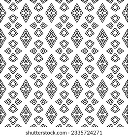 Abstract background with figures from lines. black and white pattern for web page, textures, card, poster, fabric, textile. Monochrome graphic repeating design.