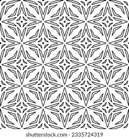 Abstract background with figures from lines. black and white pattern for web page, textures, card, poster, fabric, textile. Monochrome graphic repeating design.