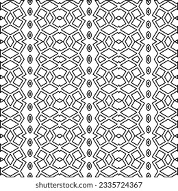 Abstract background with figures from lines. black and white pattern for web page, textures, card, poster, fabric, textile. Monochrome graphic repeating design.