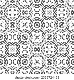 Abstract background with figures from lines. black and white pattern for web page, textures, card, poster, fabric, textile. Monochrome graphic repeating design.