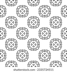 Abstract background with figures from lines. black and white pattern for web page, textures, card, poster, fabric, textile. Monochrome graphic repeating design.
