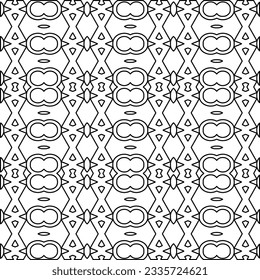 Abstract background with figures from lines. black and white pattern for web page, textures, card, poster, fabric, textile. Monochrome graphic repeating design.