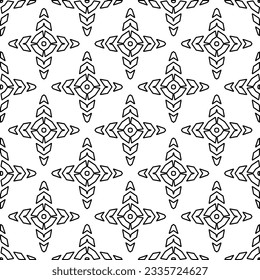 Abstract background with figures from lines. black and white pattern for web page, textures, card, poster, fabric, textile. Monochrome graphic repeating design.