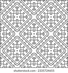 Abstract background with figures from lines. black and white pattern for web page, textures, card, poster, fabric, textile. Monochrome graphic repeating design.