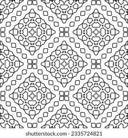 Abstract background with figures from lines. black and white pattern for web page, textures, card, poster, fabric, textile. Monochrome graphic repeating design.