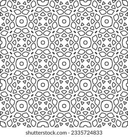 Abstrakter Hintergrund mit Figuren aus Linien. schwarz-weißes Muster für Webseiten, Texturen, Karten, Poster, Stoff, Textilien. Monochrome grafische Wiederholungsdesign.