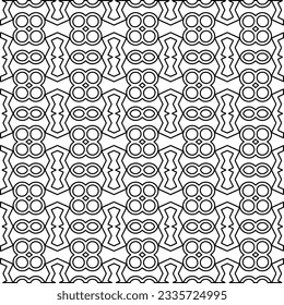 Abstract background with figures from lines. black and white pattern for web page, textures, card, poster, fabric, textile. Monochrome graphic repeating design.