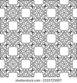 Abstract background with figures from lines. black and white pattern for web page, textures, card, poster, fabric, textile. Monochrome graphic repeating design.