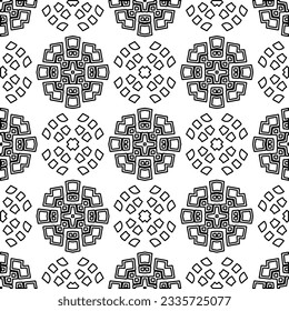Abstract background with figures from lines. black and white pattern for web page, textures, card, poster, fabric, textile. Monochrome graphic repeating design.