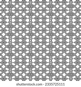 Abstract background with figures from lines. black and white pattern for web page, textures, card, poster, fabric, textile. Monochrome graphic repeating design.