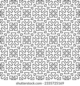 Abstract background with figures from lines. black and white pattern for web page, textures, card, poster, fabric, textile. Monochrome graphic repeating design.