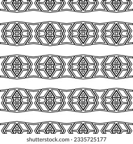 Abstract background with figures from lines. black and white pattern for web page, textures, card, poster, fabric, textile. Monochrome graphic repeating design.