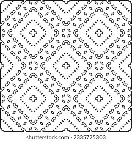 Abstract background with figures from lines. black and white pattern for web page, textures, card, poster, fabric, textile. Monochrome graphic repeating design.