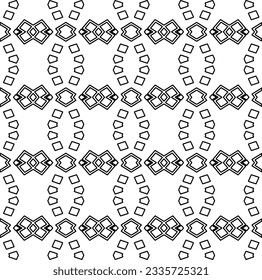 Abstract background with figures from lines. black and white pattern for web page, textures, card, poster, fabric, textile. Monochrome graphic repeating design.