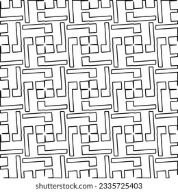 Abstract background with figures from lines. black and white pattern for web page, textures, card, poster, fabric, textile. Monochrome graphic repeating design.