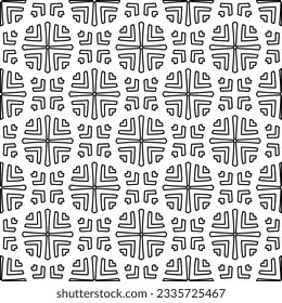 Abstract background with figures from lines. black and white pattern for web page, textures, card, poster, fabric, textile. Monochrome graphic repeating design.