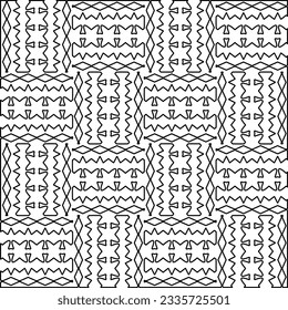 Abstrakter Hintergrund mit Figuren aus Linien. schwarz-weißes Muster für Webseiten, Texturen, Karten, Poster, Stoff, Textilien. Monochrome grafische Wiederholungsdesign.