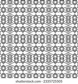 Abstract background with figures from lines. black and white pattern for web page, textures, card, poster, fabric, textile. Monochrome graphic repeating design.