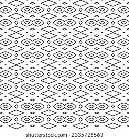 Abstract background with figures from lines. black and white pattern for web page, textures, card, poster, fabric, textile. Monochrome graphic repeating design.